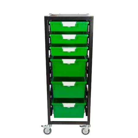 Commercial Grade Mobile Bin Storage Cart With 6 Green High Impact Polystyrene Bins/Trays